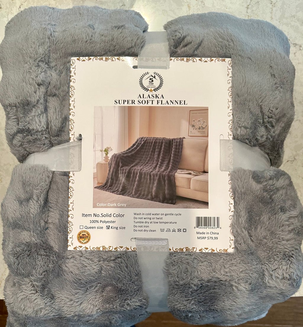 Alaska Super Soft Throw Blanket (King-Gray)