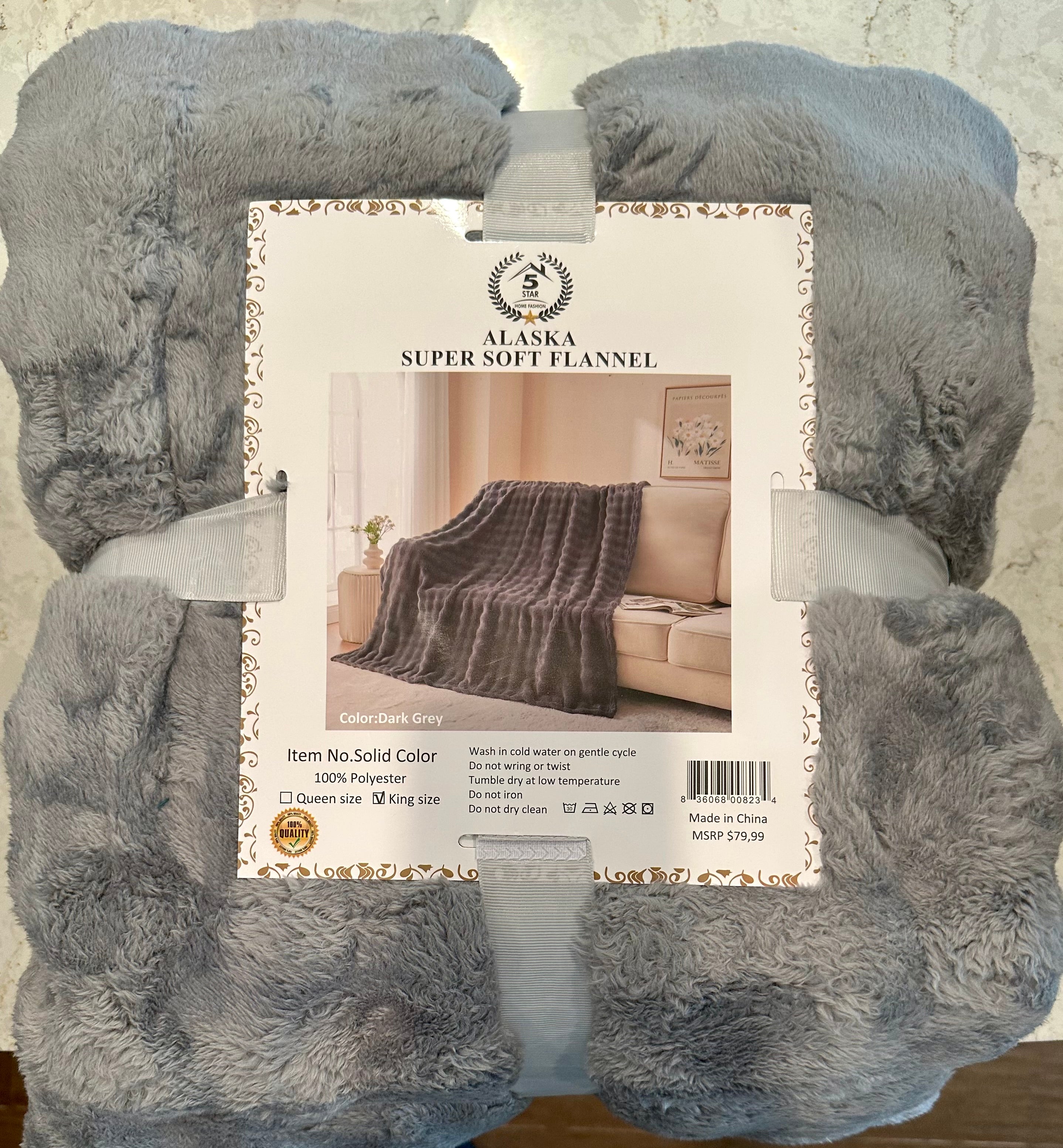 Alaska Super Soft Throw Blanket (King-Gray)