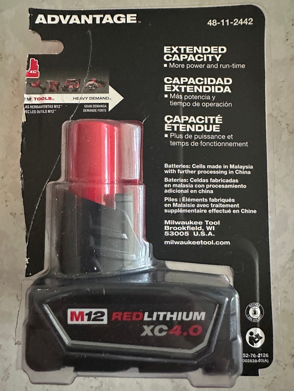 M12 12-Volt Lithium-Ion XC Extended Capacity Battery Pack 4.0Ah New in package