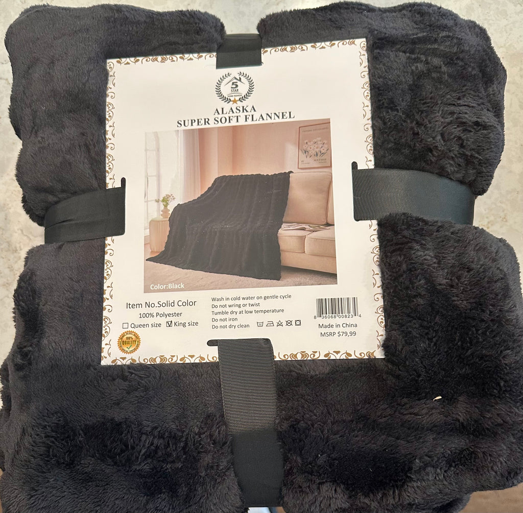 Alaska Super Soft Throw Blanket (King-Black)