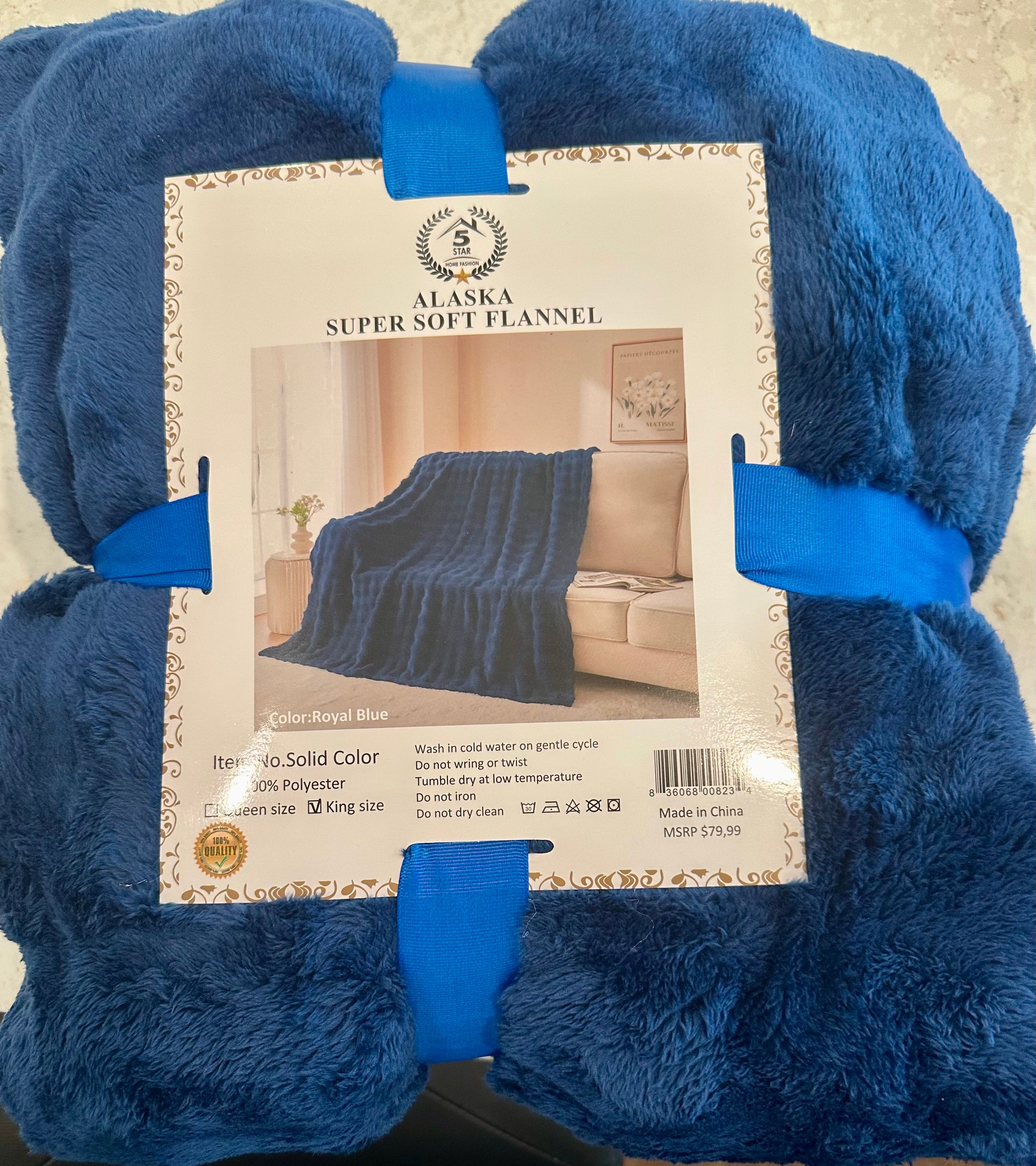 Alaska Super Soft Throw Blanket (king) - Royal Blue Color
