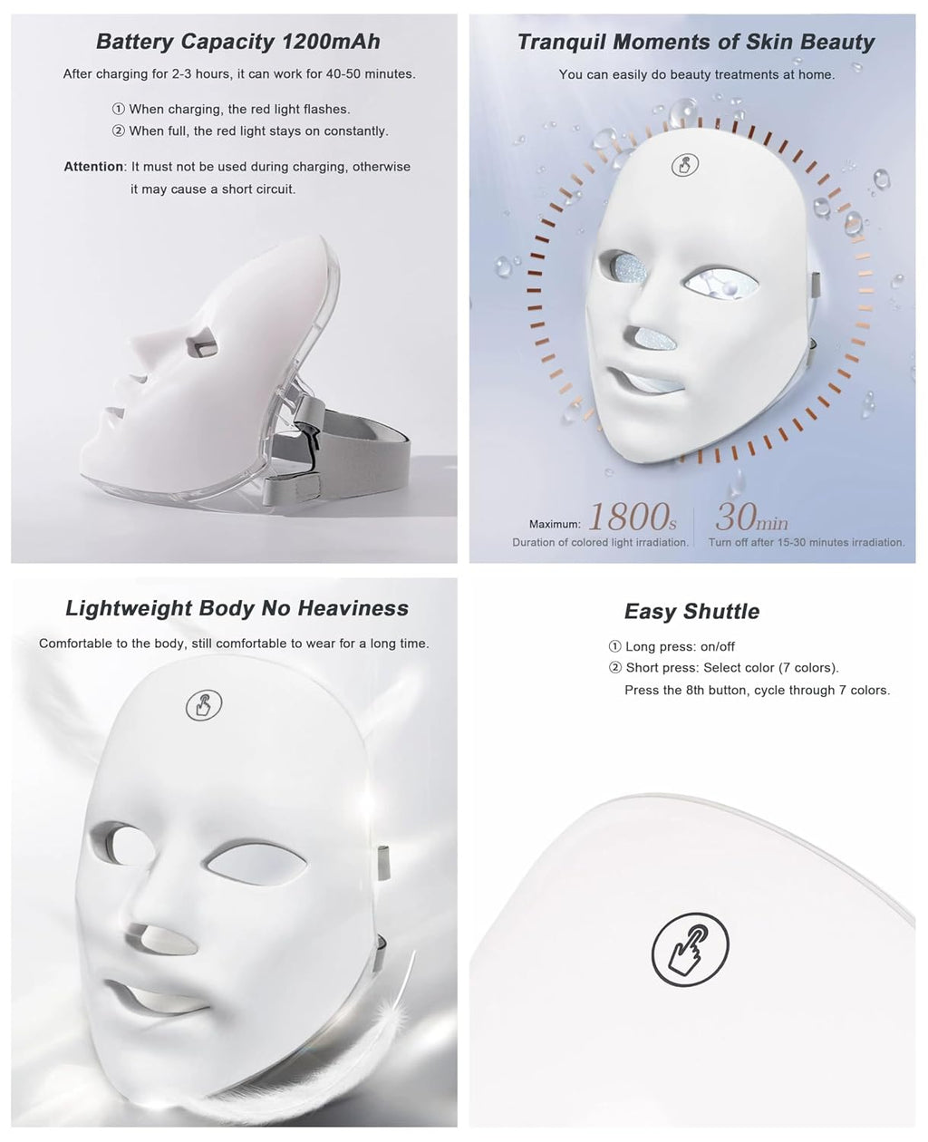 7-Color LED Light Therapy Face Mask,