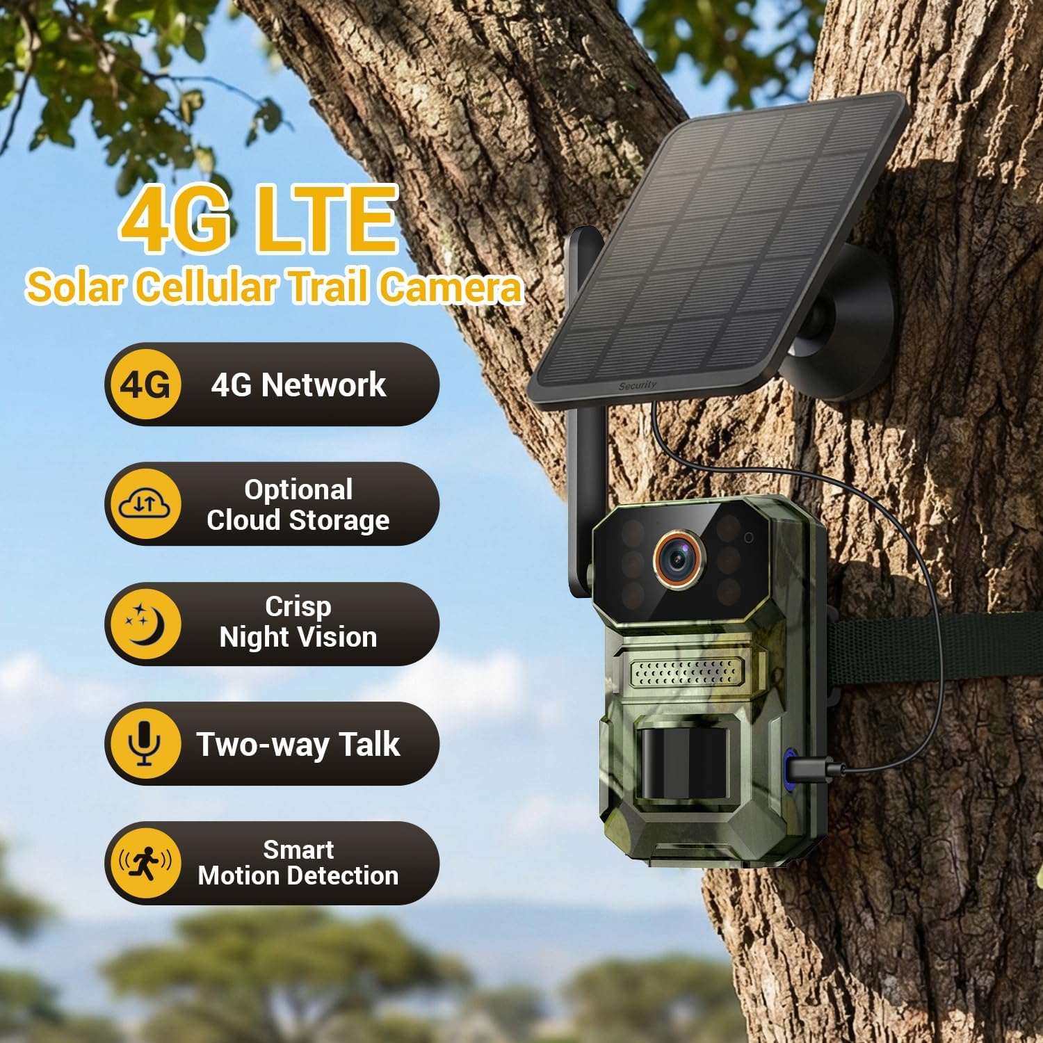 4G LTE Solar Trail Camera-1080P Full HD Video & Infrared Night Vision