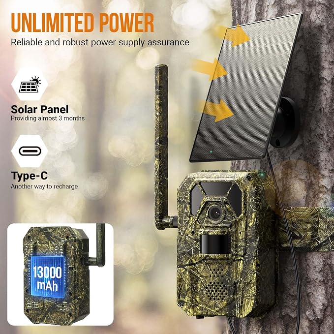 4G LTE Solar Trail Camera-1080P Full HD Video & Infrared Night Vision